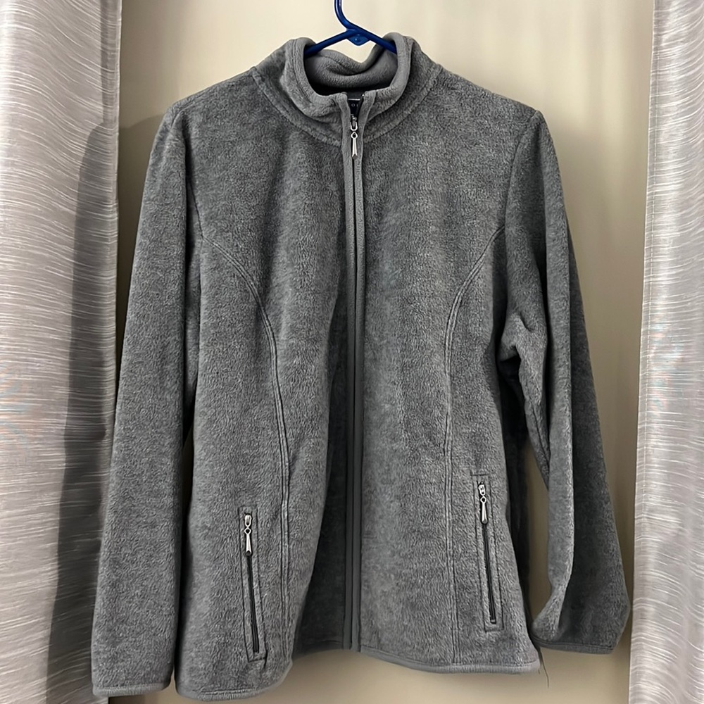 Karen Scott grey fleece jacket size large